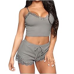 Women's Nightgown Two Piece Lace Satin Spaghetti