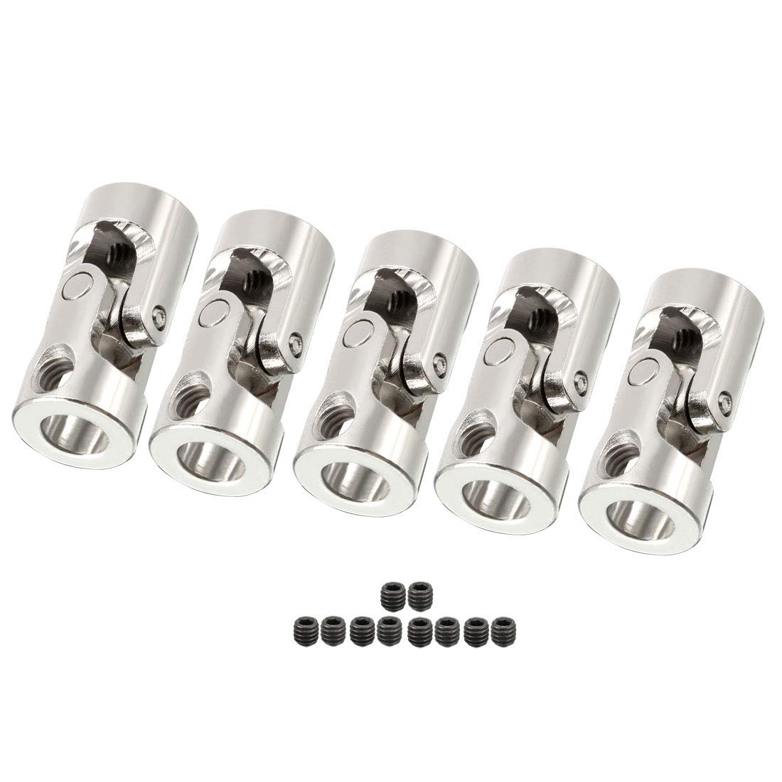sourcing map 5pcs 6mm to 6mm Inner Dia Rotatable Universal Steering Shaft U Joint Coupler L23XD11