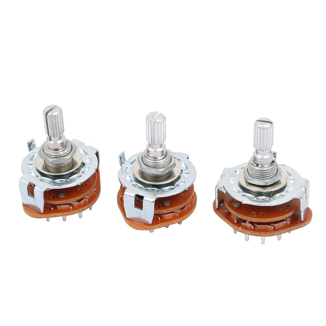 Sourcingmap 3 Pcs 6mm Dia Shaft 2P6T 2 Pole 6 Position Band Channel Selector Rotary Switch