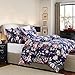 Vaulia Microfiber Duvet Cover Set, Floral Printed Pattern (King, Navy)