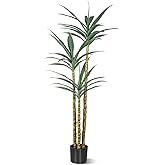Artificial Agave Plant 5Ft Artificial Tree, Indoor Large Fake Plant 7 Head in Black Plastic Planter, 60in Faux Plants for Indoor or Outdoor Office Decoration Housewarming Green Tree