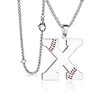 Baseball Necklace for Boys Men Initial A-Z Letter