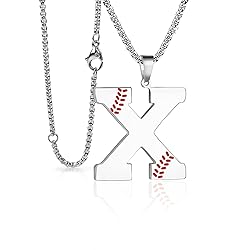 Baseball Necklace for Boys Men Initial A-Z Letter