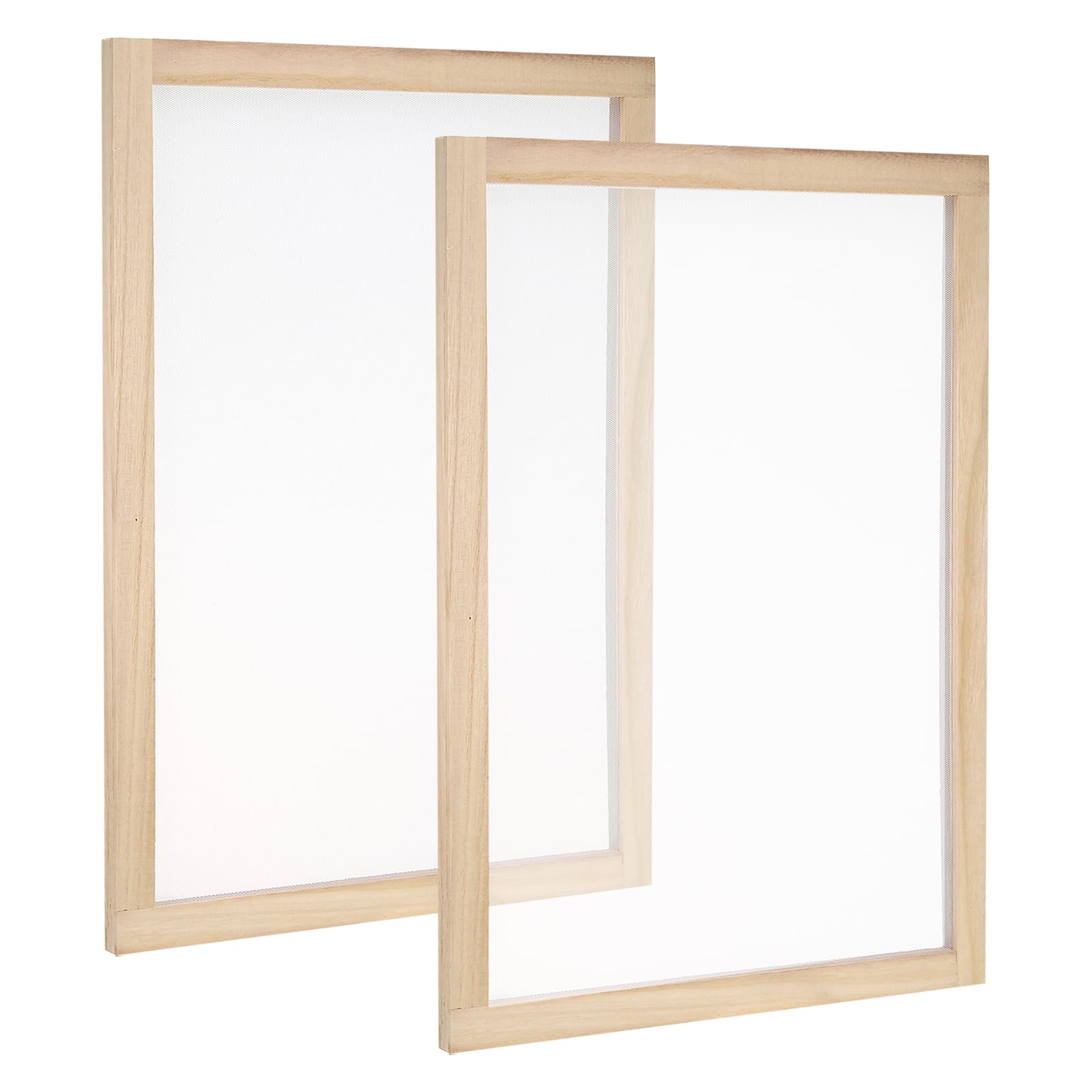 PATIKIL 15.7"x11.8" Wooden Paper Making Screen, 2 Pack Paper Making Mold Frame Papermaking Mould Deckle for DIY Paper Craft Tool Dried Flower Handcraft, Natural Color