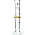 EISCO Graduated Cylinder, 50mL - ASTM, Class A Tolerance ±0.25mL - Protective Collar, Hexagonal Base - Blue Graduations - Borosilicate 3.3 Glass