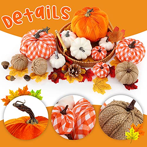 DomeStar Artificial Pumpkins, 12PCS Assorted Pumpkins Fake Pumpkins Farmhouse Pumpkins Fall Pumpkins for Halloween Thanksgiving Decorations