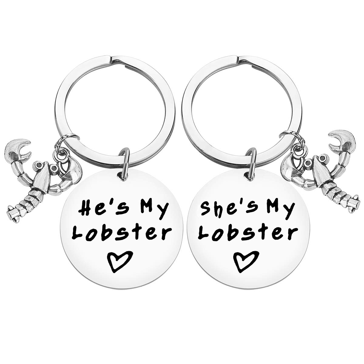 Huwujiu Couple Keyring Gifts for Boyfriend Girlfriend She's My Lobster He's My Lobster Keyring Set Christmas Birthday Gifts Valentines Day Gifts Anniversary Keyring Gifts for Husband Wife