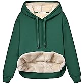 Haellun Womens Casual Winter Warm Fleece Sherpa Lined Pullover Hooded Sweatshirt