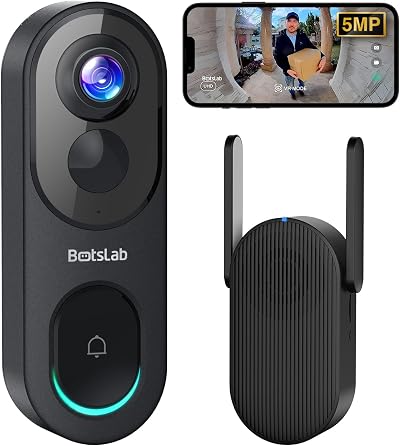 BOTSLAB 5MP Wireless Video Doorbell Camera 150-Day Battery 32GB SD Card WiFi