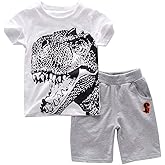 IjnUhb Toddler Boy Clothes Cartoon Cotton Summer Short Sleeve T-Shirt and Shorts Kids Outfit Set 2-7 Year