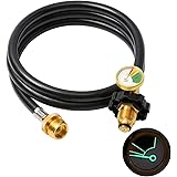 Generep 5FT Propane Hose Adapter 1lb to 20lb with Gauge, Converts Coleman Roadtrip Portable Grill, Buddy Heater, Tabletop Gri