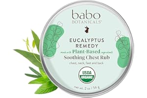 Babo Botanicals Eucalyptus Remedy Soothing Chest Rub - USDA Organic - Calming relief with eucalyptus, lavender & rosemary essential oils - Made without Camphor or Petroleum - For ages 3+