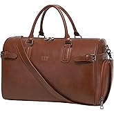 Vegan Leather Duffle Bag, LXY Travel Duffle Weekender Bag with Shoe Compartment, Duffel Overnight Gym Bags for Women Men Brown