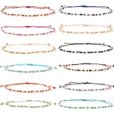 SHINUS BOHO Colorful Beaded Bracelet Stack for Women,Handmade Bohemian Small Beads Adjustable Braided String Stackabel Bracelets Set Minimalism Jewelry Gift Friendship