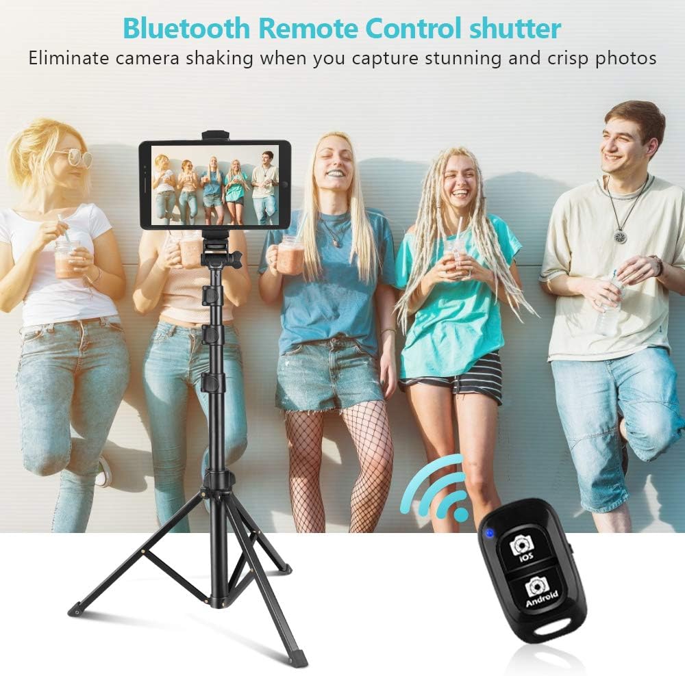 Selfie Stick & Phone Tripod, Sensyne 67" Extendable Travel Tripod Stand with Universal Phone/Pad Clip, Remote Shooting Compatible with iOS & Android Devices, Tripod for Video Shooting, Vlog: Camera & Photo