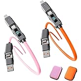 USB C to C Cable 5ft 2 Pack Chubby Silicone 4 in 1 USB C Charging Cable with LED Display and EVA Case Type C Charger Fast Charging Cord & Data Sync,for Phone17 16 15 14 13 12Mac,Galaxy S25 S24 S23 S22