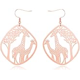 Giraffe Resting Under the Tree Drop Earring - Christmas Gift Jewelry