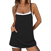 Fisoew Womens Workout Tank Tops Racerback Square Neck Tunics Loose Sleeveless Spaghetti Strap Athletic Shirts