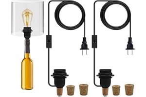 FEYAIM 2 Pcs DIY Bottle Lamp, Bottle Lamp Holder Adaptor, Wine Bottle Light Kit, E26/E27 Base, 3 Sizes Stopper Works with Wine Bottle or Any Other Glass Liquor Bottles