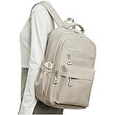 Lendolk Backpack for College Students Women Men, Aesthetic Backpacks for Middle School, Waterproof Bookbag, Lightweight High School Backpack for Teens Boys Girls(Gray Brown)