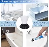 XREXS Toilet Plunger with 2 Suction Cups Large 15cm Small 6.3cm view 5
