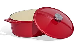 Made In Cookware - Oval Dutch Oven 7.5 Quart - Red - Enameled Cast Iron - Exceptional Heat Retention & Durability - Professio