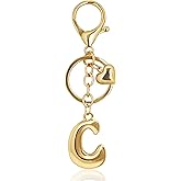 BydGxy Gold Bubble Heart, Cherry, Bow & More Designs Letter Initial Keychain Bag Charms – Cute Purse Charms for Handbags
