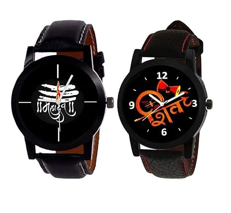 Swadesi Stuff New Arrival Premium Quality Stylish Lord Mahadev Shiva Leather Strap Watch for Men & Women Boy & Girl Lord Shiva Series Watch 440 God Series Watch - for Men & Women
