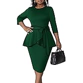 FANDEE Women's Bodycon Dress Elegant Peplum Dresses for Women Wear to Work Church Pencil Dress