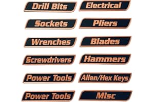 12 Pack of Magnetic Toolbox Labels, 3D-Printed Tool Box Labels, Reusable Tags for Steel Toolboxes, Carts, Drawers and Cabinet