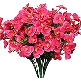 URSTOUD 6 Bundles Artificial Orchid Flowers, Fake Artificial Greenery UV Resistant No Fade Faux Plastic Flowers for Wedding Bridal Bouquet Indoor Outdoor Home Garden Kitchen Office Table Vase(Pink)