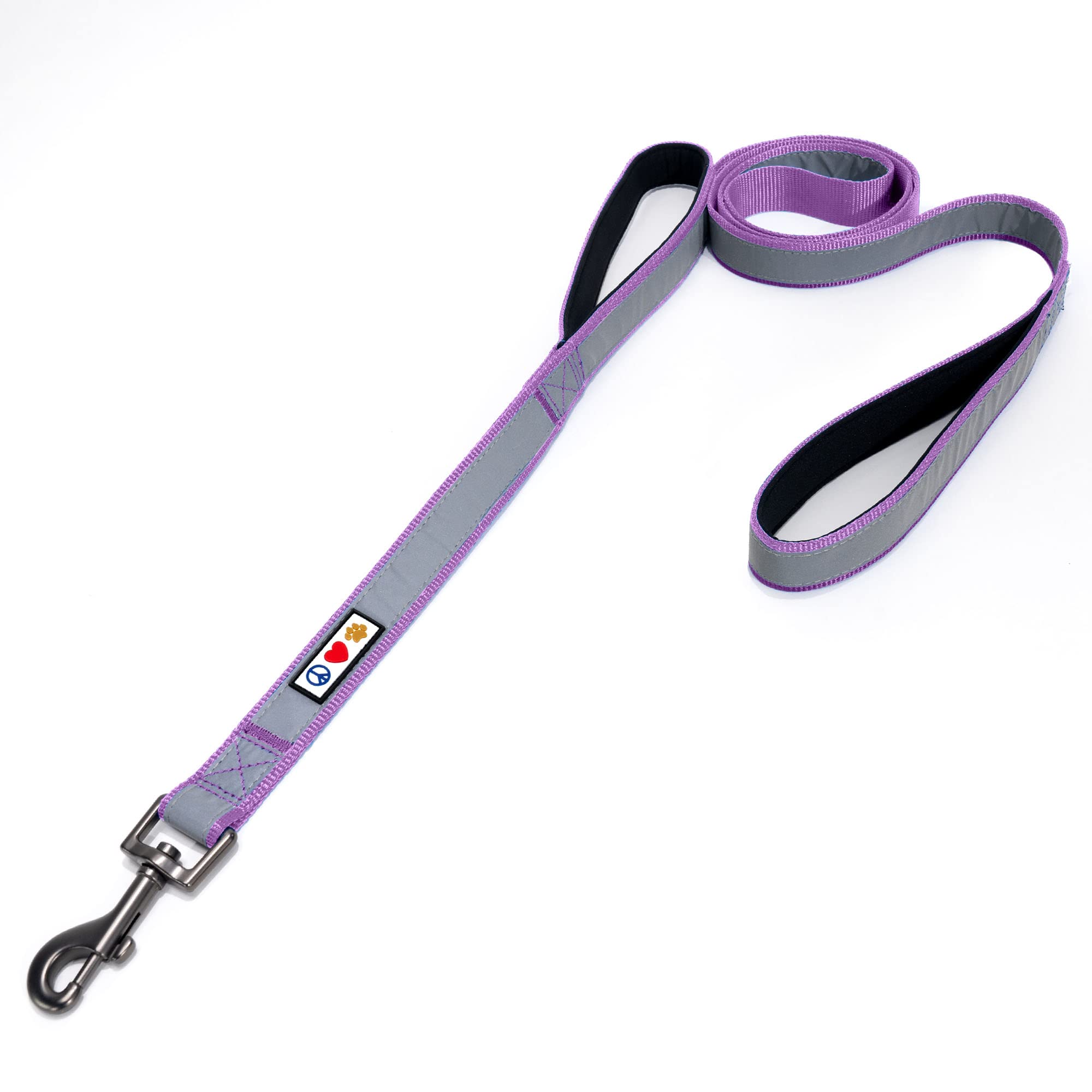 Pawtitas Puppy Dog Training Double Handle Reflective Lead | Reflective Short Dog Lead for Training | Hands Free Running Dog Lead | 1.8 M Reflective Dog Lead Comfortable Padded Handle - Orchid Lead