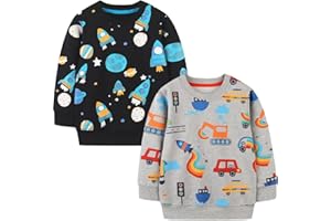 GFQLONG Toddler Boy Sweatshirts,Boys Pullover Crewneck Long Sleeve Shirts,Cotton Dinosaur Cartoon Sweaters Tops