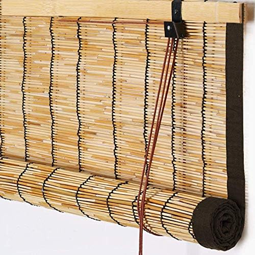 竹ブラインドプレミアムリードストローカーテン 防雨防カビ 手作りブラウンエッジングローラーブラインド 屋内