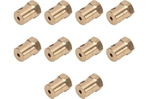 TREETDOBV 10Pcs 7mm Flexible Coupling Connector, Motor Flexible Coupling Brass Hex Coupler Connector for RC Car Wheels Tires Shaft Accessories Any Motors, 3mm ID