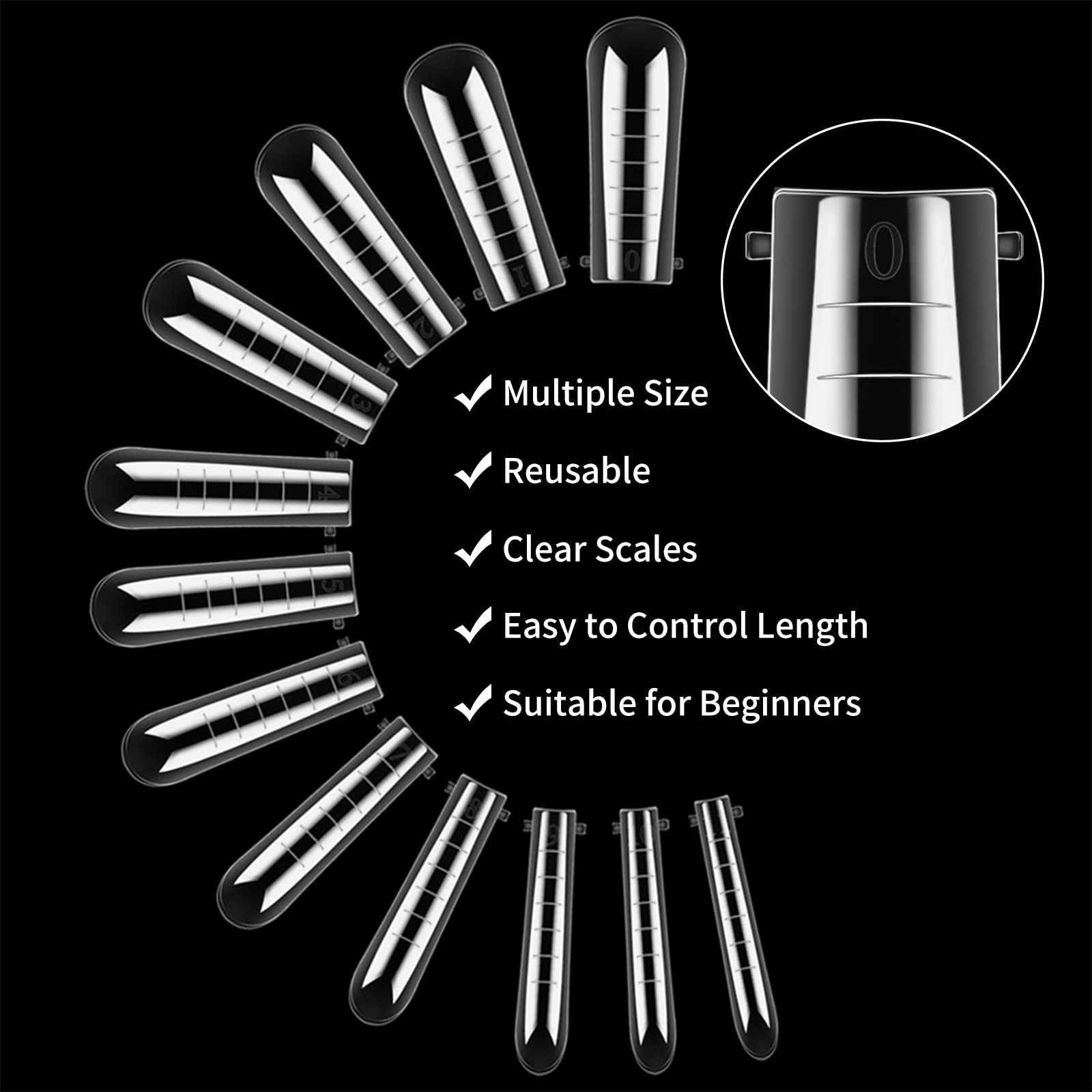 Nail Dual Forms for Polygel, 120Pcs Coffin Shape Nail Forms for Builder Gel Reusable, 12 Sizes Extension Acrylic Nail Molds Sets, Nail Gel Forms False Nail Tips for Manicure Nail Art Design Salon DIY - Image 5
