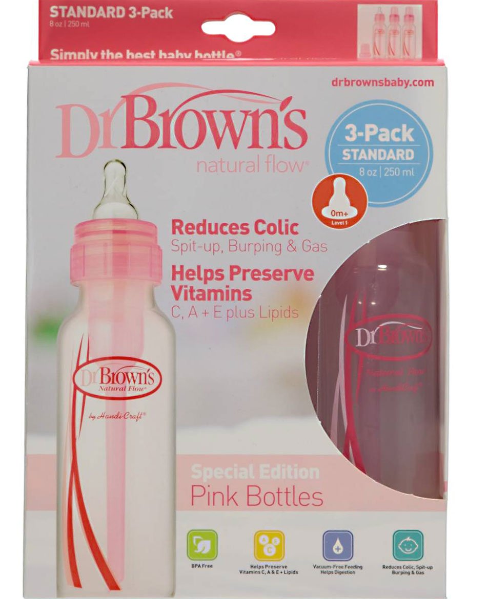 dr brown's natural flow pink bottles