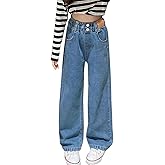 YaYabroe Girls Baggy Jeans Casual Wide Leg Denim Pants Jeans Kids Clothes Size 5-14 Years