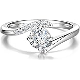 AGVANA Radiant Embrace 0.3-1.0 Carat Lab Grown Diamond Ring in Sterling Silver (0.4-1.1 Ct. Tw.) Engagement Anniversary Wedding Ring for Women (D-E Color, VS Clarity)