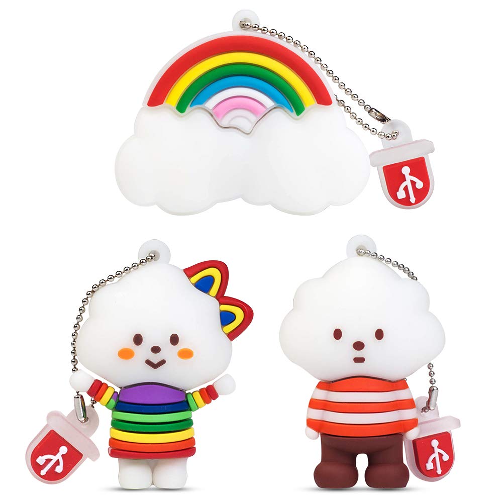 leizhan 32GB USB Flash Drive [2 pack] Silicone Thumb Drive Memory Stick Cute Clouds External Storage Device For Laptop PC Nice Gift (Clouds,32GB)