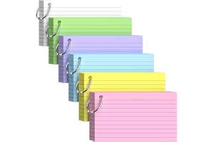 300 Count Index Cards 3x5 with Ring Colored Flash Cards for Studying 3 x 5 Inches Recipe Cards Ruled Index Note Cards Lined o