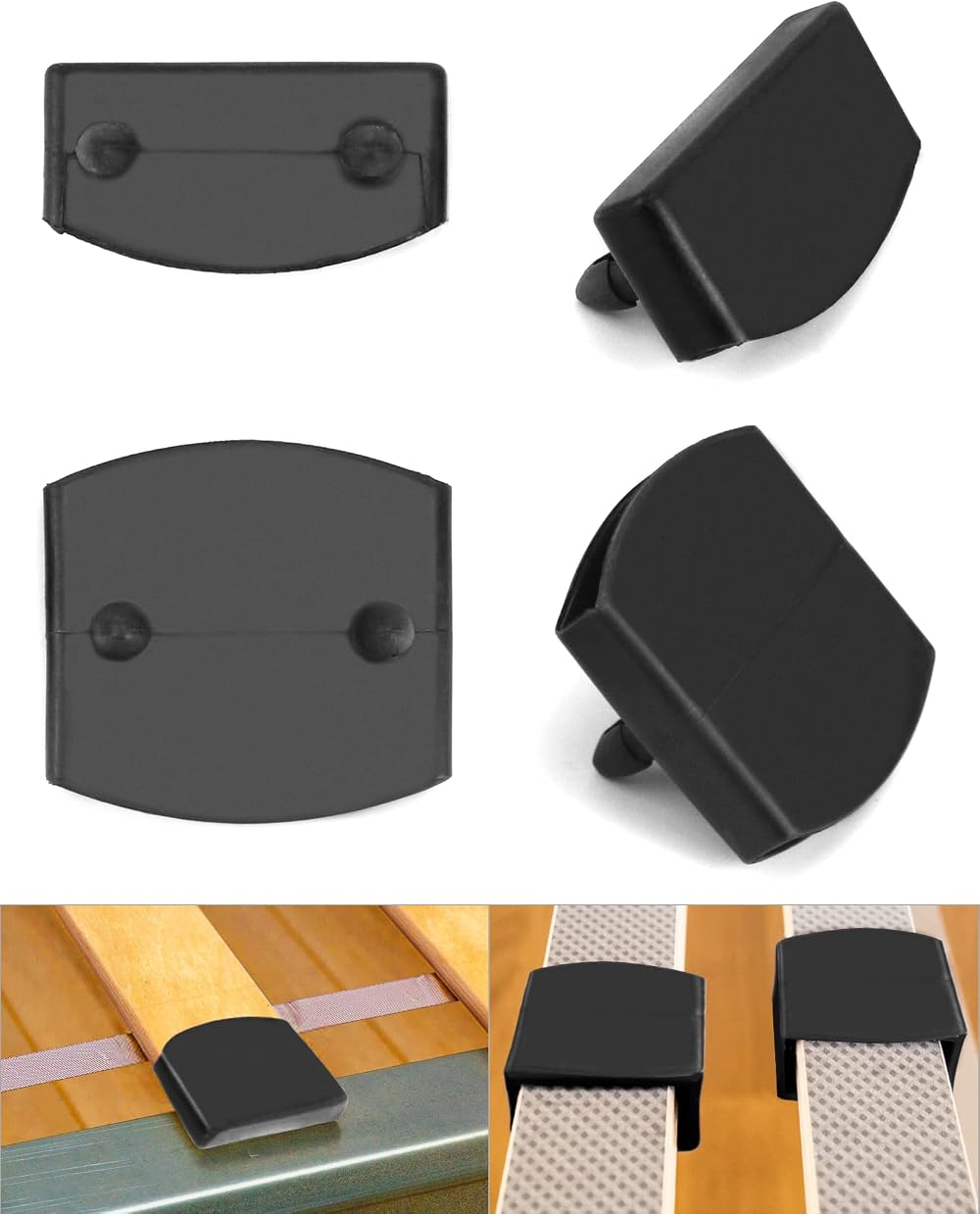 QWORK 36 Pcs Bed Slat Caps Side & Center Holders 55mm x 9mm Inside