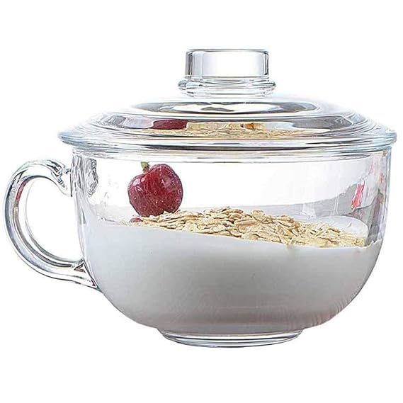 TAMUME 550ml Tazón De Cereal De Vidrio Para Microondas con Tapa de ...