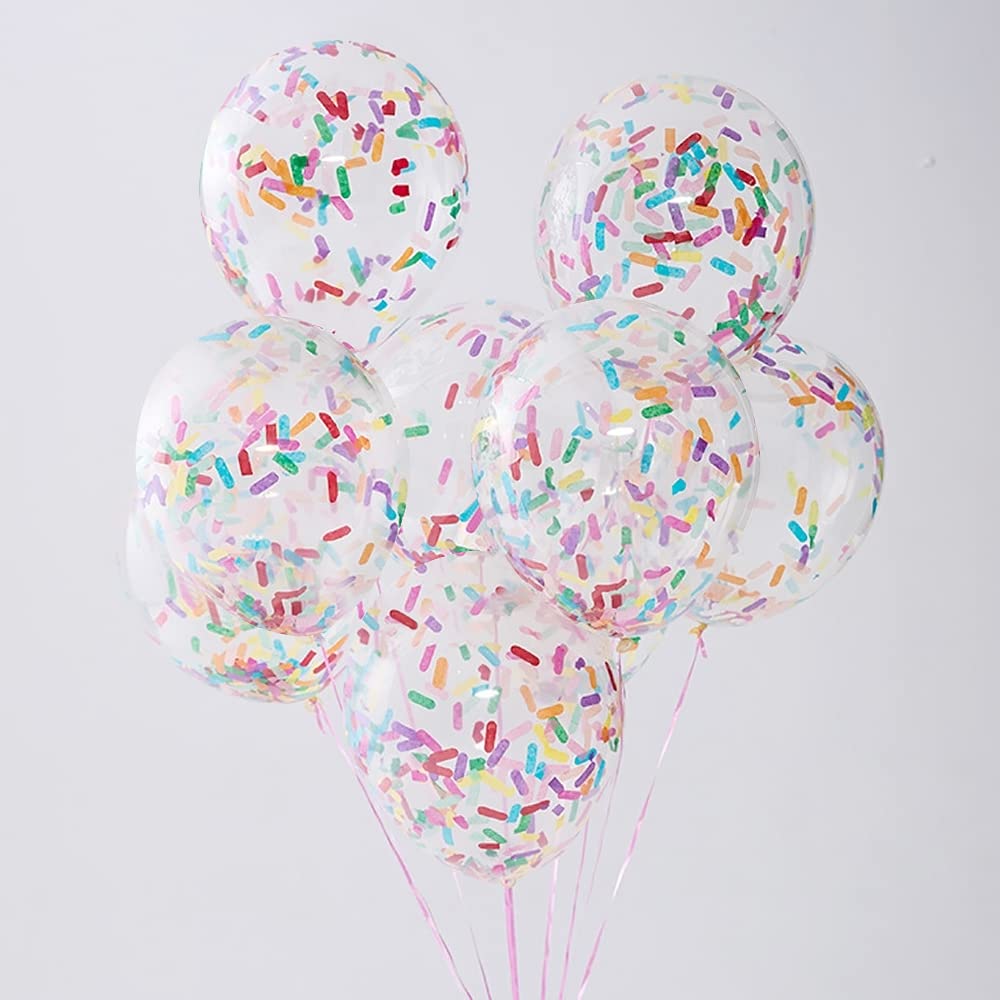 12 Confetti Party Balloons Rainbow Confetti Balloons 12 Inches Multicolor Latex Balloon with Bright Colorful Confetti Pre-Filled for Wedding Engagement Party Decoration