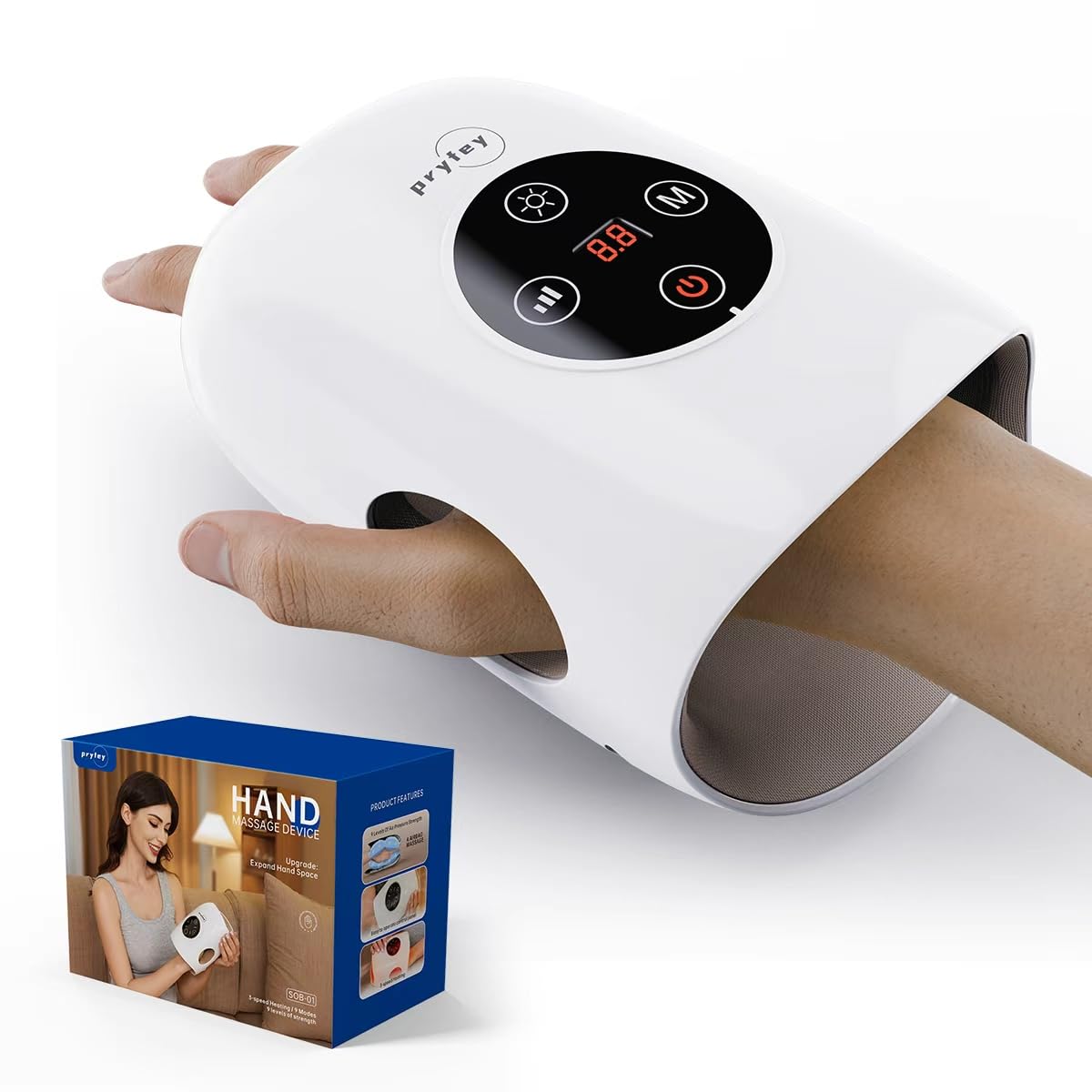 Photo 1 of pryfey Hand Massager, 9 Modes 9 Intensities Hand Massage, Cordless Hand Massager for Arthritis and Carpal Tunnel, Gift for Christmas Men Women Parents Relaxation at Office,White