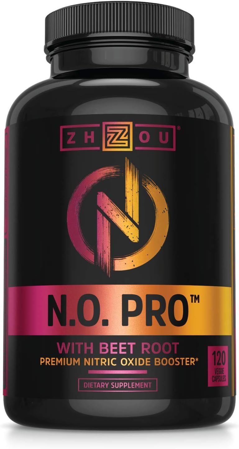 Zhou Nutrition Nitric Oxide Supplement with L Arginine, Citrulline Malate, AAKG and Beet Root - Powerful N.O. Booster and Muscle Builder for Strength, Blood Flow and Endurance - 120 Veggie Capsules.: Health & Personal Care