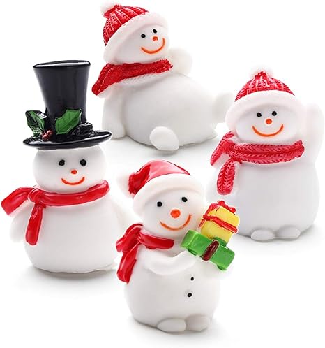 Amazon Co Jp Coxeer 4pcsミニ雪だるま置物かわいいマイクロ風景飾りクリスマステーブル飾り ホーム キッチン