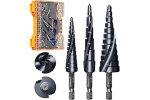 Crosstar M35 Cobalt Step Drill Bit Set, 3PCS TiAlN Coated Unibit with Double Spiral Flutes, 1/8" to 7/8" Hex Shank, for Metal, Stainless Steel, Aluminum, Wood, Plastic - Impact Ready