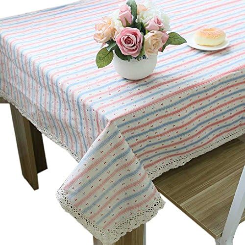 Classic Tablecloth 100% Cotton Sea Anchor Striped Printed Rectangular Oblong Table Covers for Dinner Parties Picnic Kitchen Home Decor 1 Piece 55" x 87"