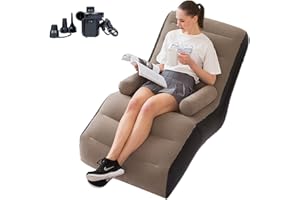 PLKO Inflatable Chaise with Household air Pump，Lounger Sofa for Indoor Living Room Bedroom, Outdoor Travel Camping Picnic,Brown
